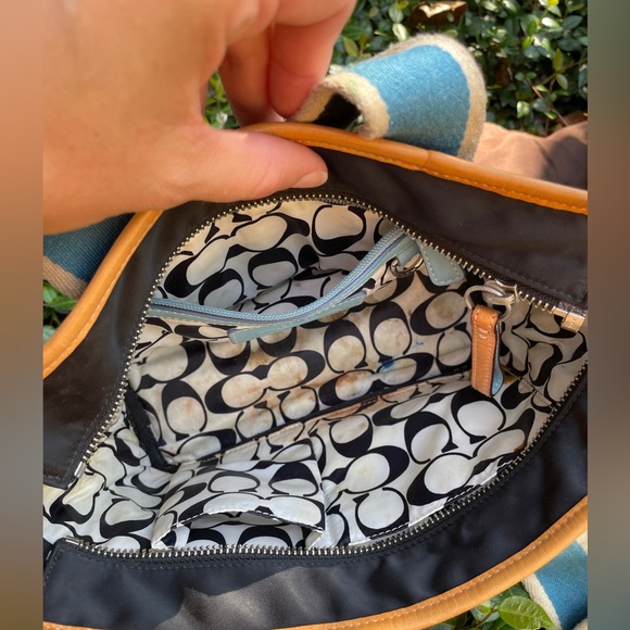 Coach Hampton 1941 Ladybug Blue Black Nylon
Leather Trim Mini Tote Bag - Picture 5 of 11